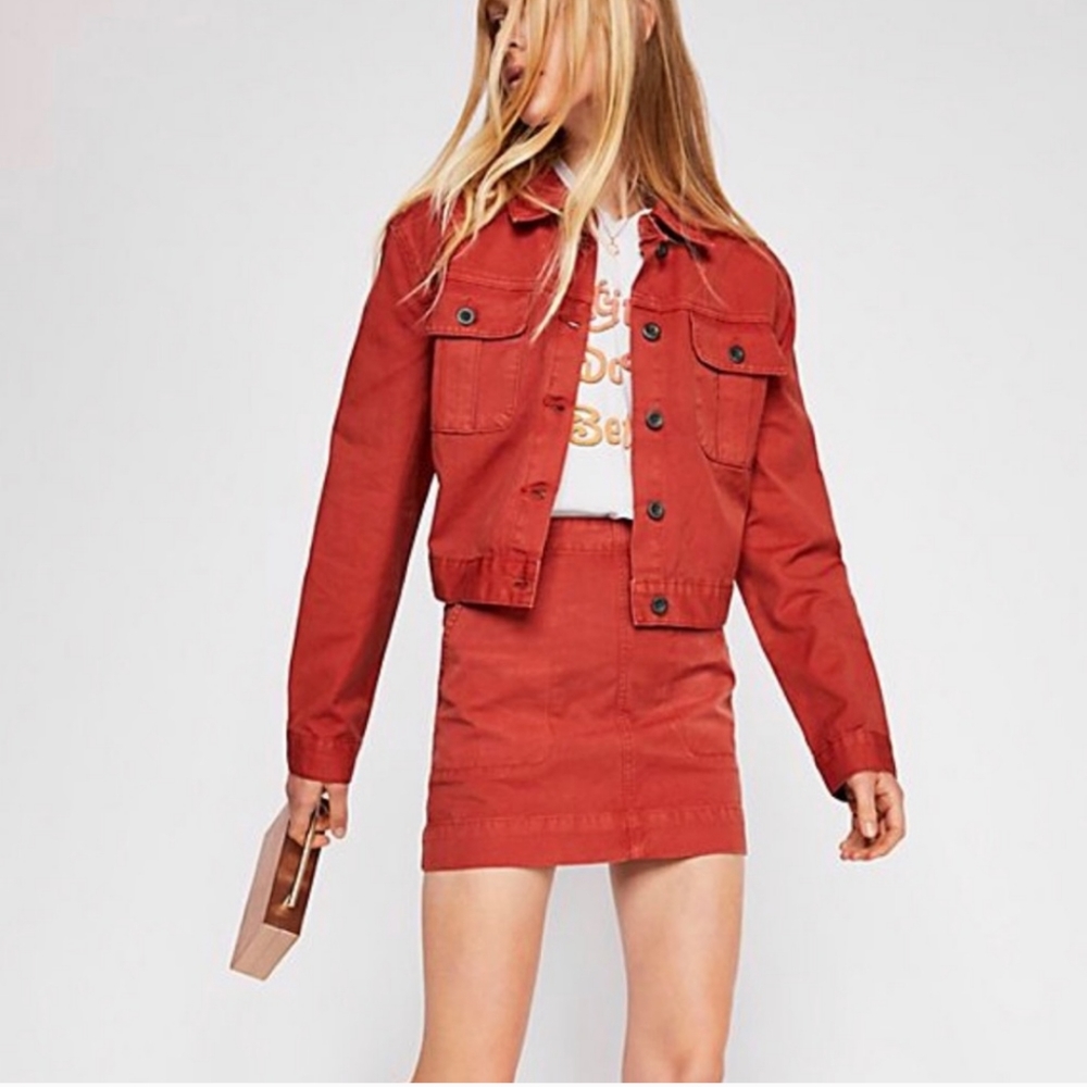 Free People Set Sweet Thing Skirt and Matching Jean Jacket